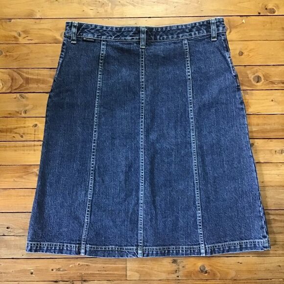 COLUMBIA denim skirt blue stretchy A line pockets medium rise front zipper 10 - Picture 2 of 9